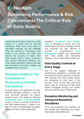 Optimizing performance and risk calculations: The critical role of data quality